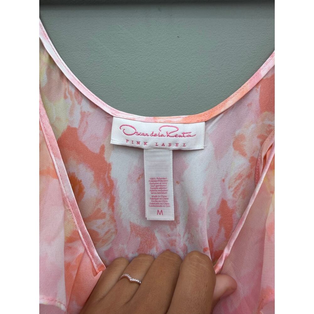 Oscar de la Renta Pink Label Floral Ruffle Maxi Dress Slip Gown Medium - Picture 2 of 4
